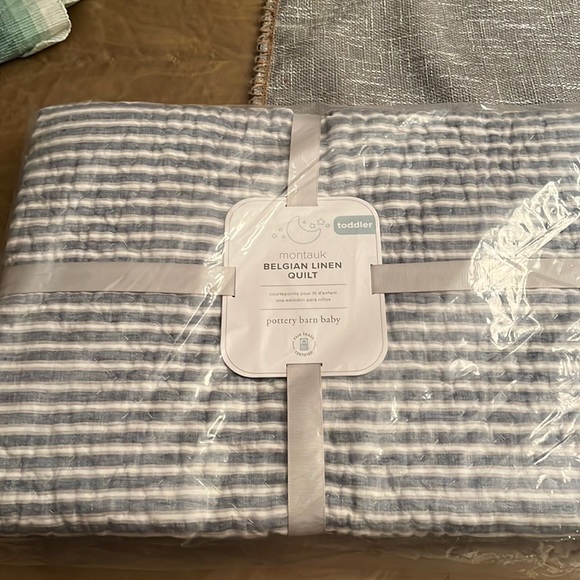 Pottery Barn Kids Other - Pottery Barn baby Montauk Belgian linen quilt, new in package with dust ruffle